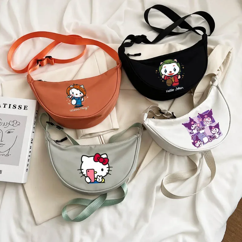 

HelloKittys Women Handbag Canvas Teenager Shoulder Bags Ladies Casual Korean Style Capacity Handbag Anime Crossbody Purse Bag