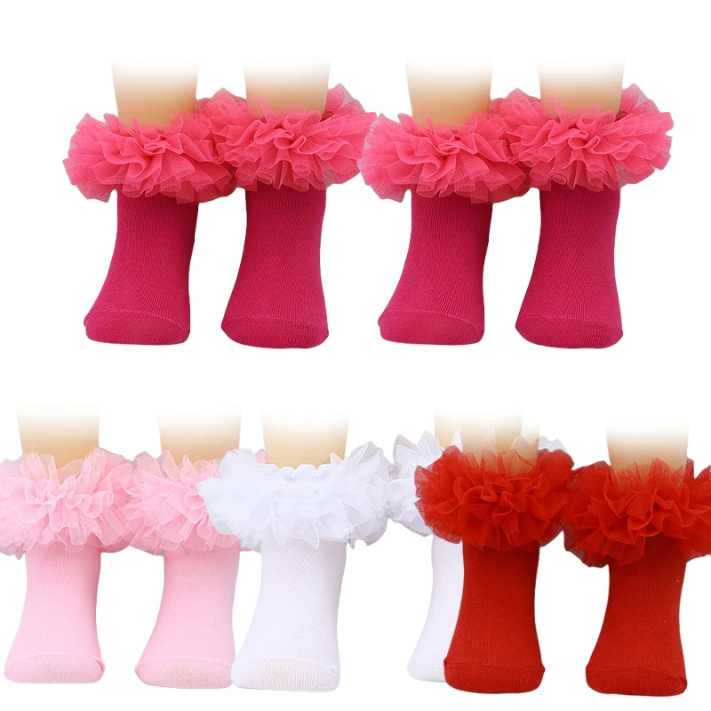 Calzini Con Volant Per Donna - 4 Paia | Cotone Comodo | Taglia Unica Bianco E Nero