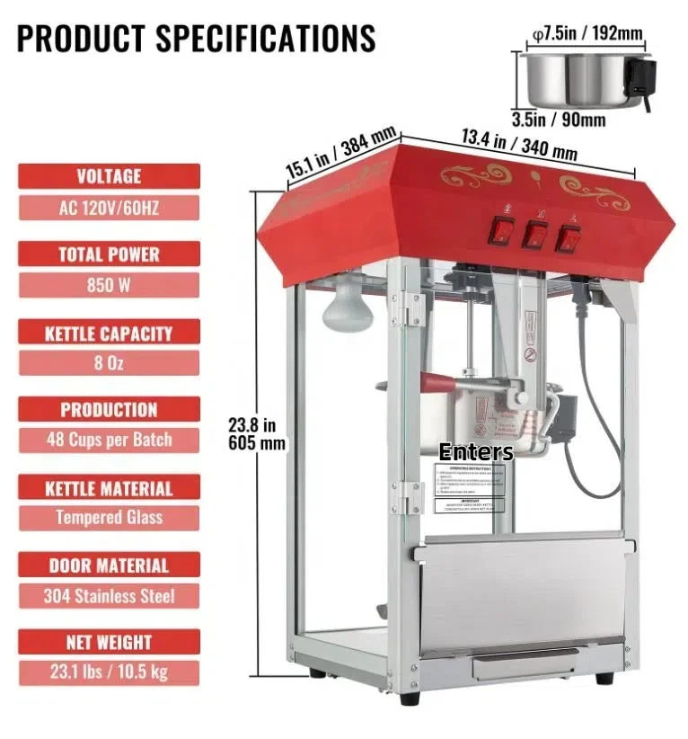 mini popcorn machine ELECTRIC gas operated 16oz 8oz 8 16 20 oz ounce commercial popcorn making machine used pot pop corn makers 4
