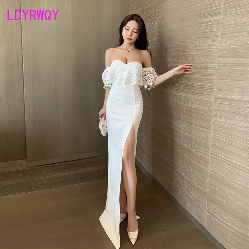 The-new-low-cut-sexy-strapless-long-dress-in-2022-wraps-the-chest-with ...