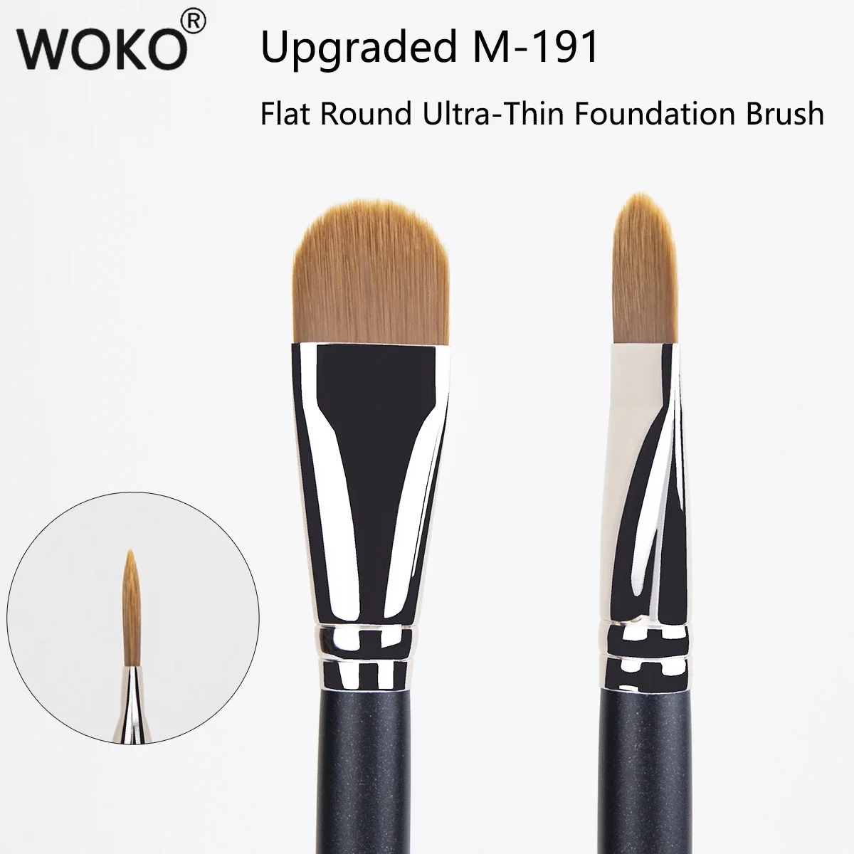 Upgraded M-191 Flat Round Ultra-thin Foundation Makeup BrushProfessional Contour Liquid  Foundation Cream Concealer Make-up Tool 2