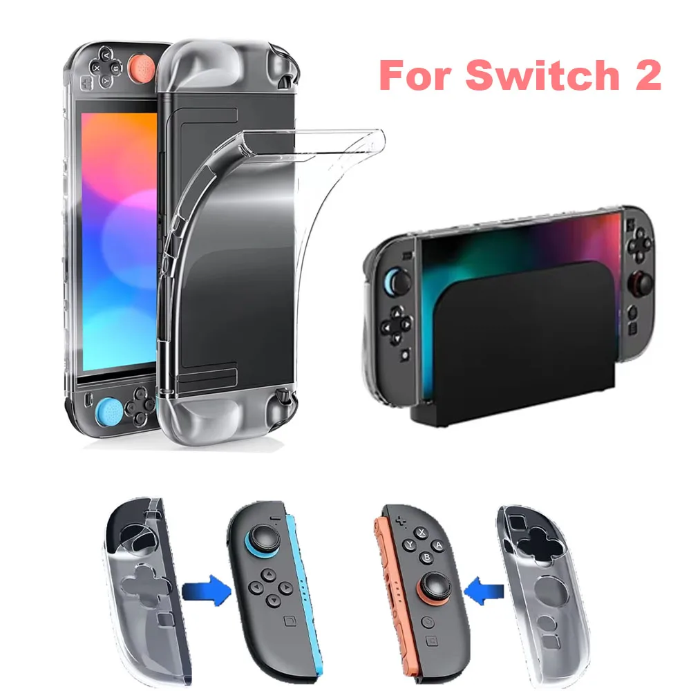 Game Console Case Clear Cover for Nintendo Switch 2 Joycon PC+TPU Crystal Anti-Scratch Split Shell Protector NS2 Accessories