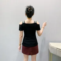 Summer Women European Clothes T-Shirt Sexy Luxury Hot Diamonds Elegant Tops Female Brand Design Bow Streetwear Tees - Image 2