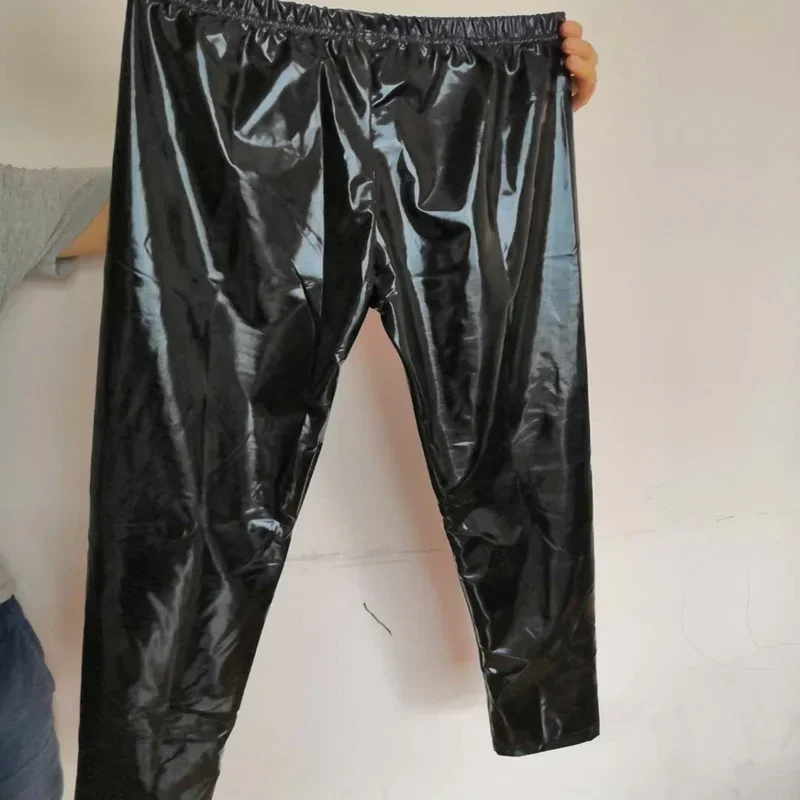 Leggings Trousers Pants Unisex Men Summer High Waist PU Leather