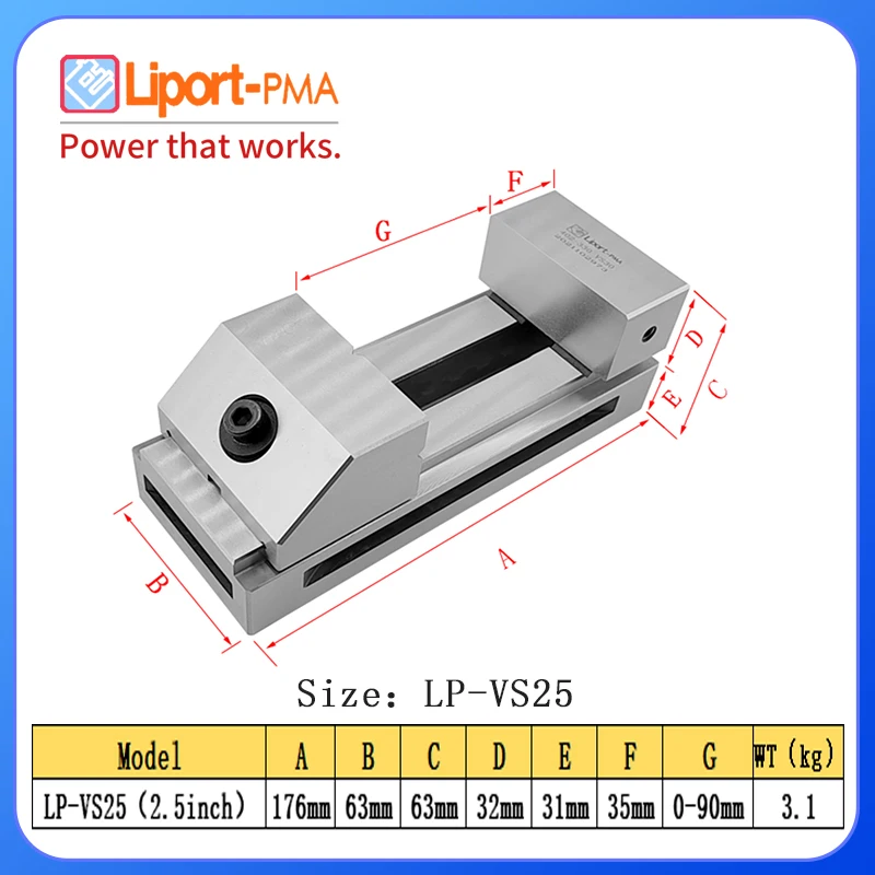 2.5 inch, Fast Moving CNC Vise Machine Vise, Premium Precision Grinding Vise, Hardened Surfaces,Liport-PMA,Taiwan Original 6