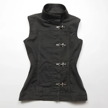 Fashion y2k Millennium Harajuku American Retro Design lobster buckle waistcoat solid color Slim top for Women 2026 New style emo 1