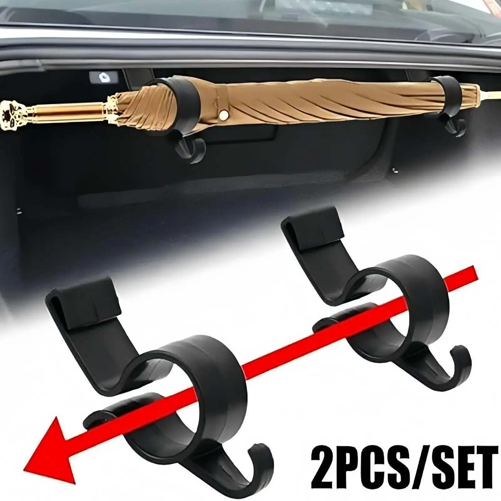2pcs/set Car Trunk Umbrella Holder Car Mobile Phone Accessories Mount Plant Towel Hook Auto Internal Storage Organizer Holders