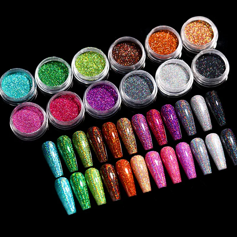 

1box Nail Art Glitter Laser Powders Chrome Flakes Holographic Mirror Dust Nail Decorations Sequins DIY Accessories Manicure Part