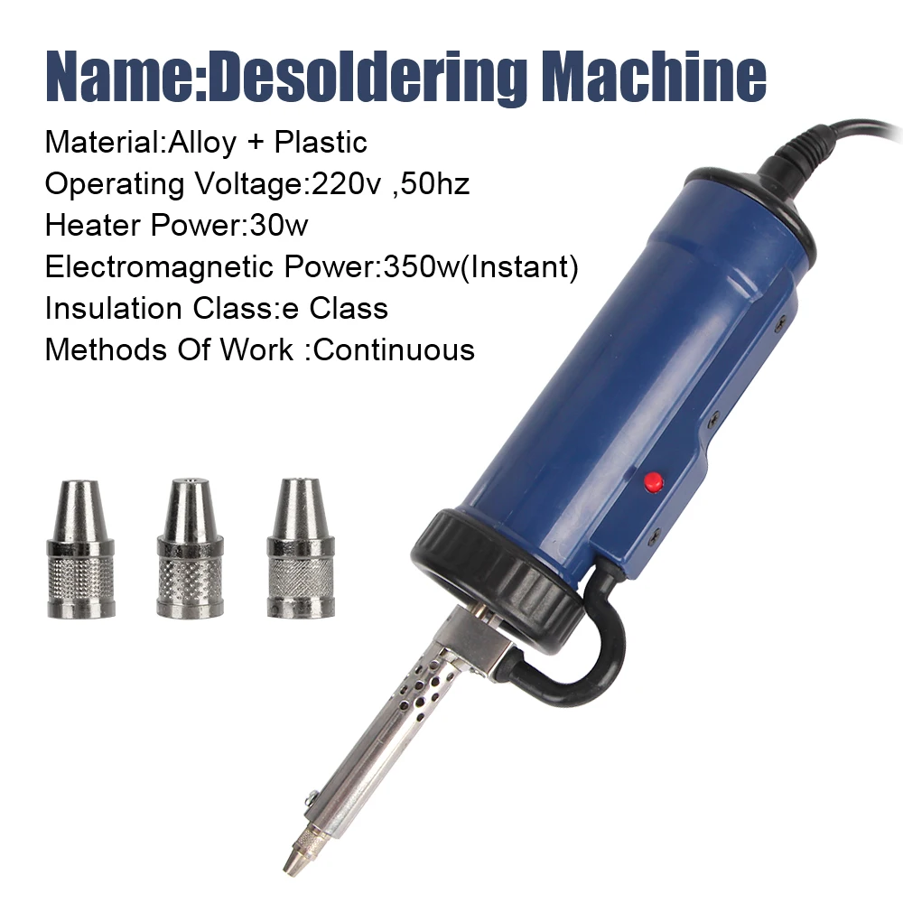 Desoldering Suction Pump ADT03 Automatic Remove with 3 Suction Nozzle Electric Solder Portable Tin Sucker Vacuum Soldering