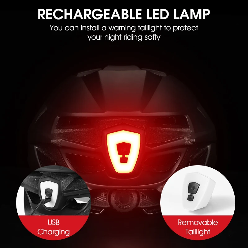 WEST BIKING Ultralight Bike Helmet With Taillight Goggle Men Women Integrated Cycling Safety Hat MTB Road Bike Motorcycle Helmet