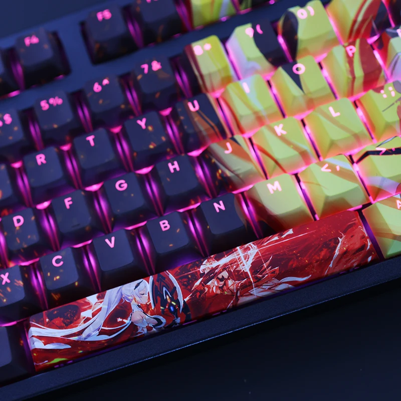 Conjunto Honkai Impacto Kiana Herrscher de Flamescion Keycap Pbt Corante Sub Backlit Keycaps Gaming Key Caps para Ansi 61 87 104 108 1 - Imagem 4