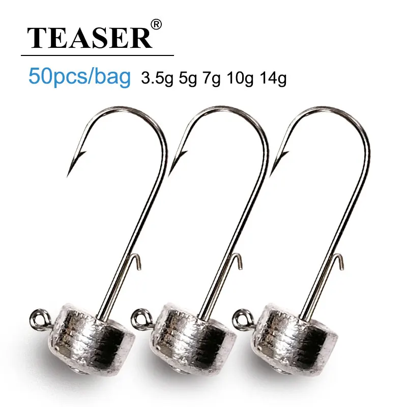 TEASER Fishing NED 3.5g5g7g10g14g Jig Head Hook Strong Anti Falling Off  Auxiliary Stand Hooks Mandarin Fish T Tail Worm Fishhook