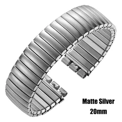Stainless Steel Elastic Watch Strap - Stretch Expansion Wristband Bracelet (MatteSilver - 20mm)