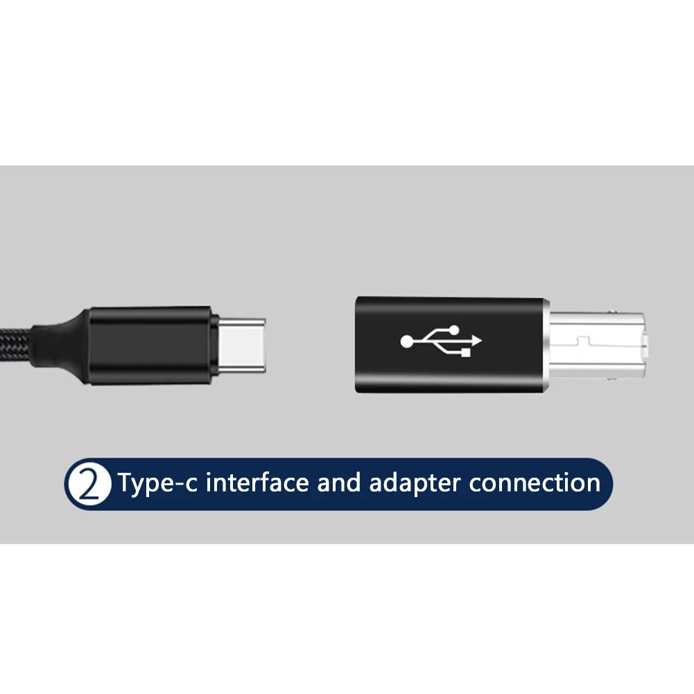 USB B Male to USB-C Female Adapter for Printer and MIDI Devices