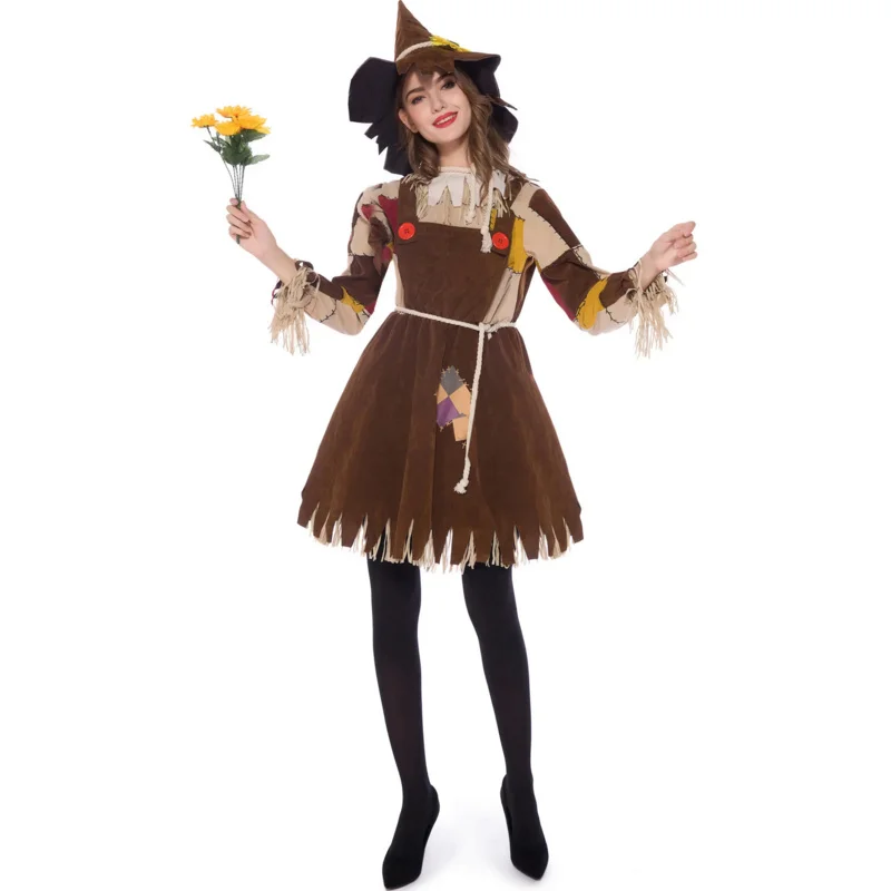 

Костюм для косплея на Хэллоуин, костюм волшебника девочки с тыквой, одежда для пугала, карнавальное платье клоуна, цирк, искусственное платье, платье, платье Джокера