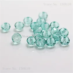 Olive Green Faceted Crystal Glass Rondelle Beads - 50pcs (Light lake blue)