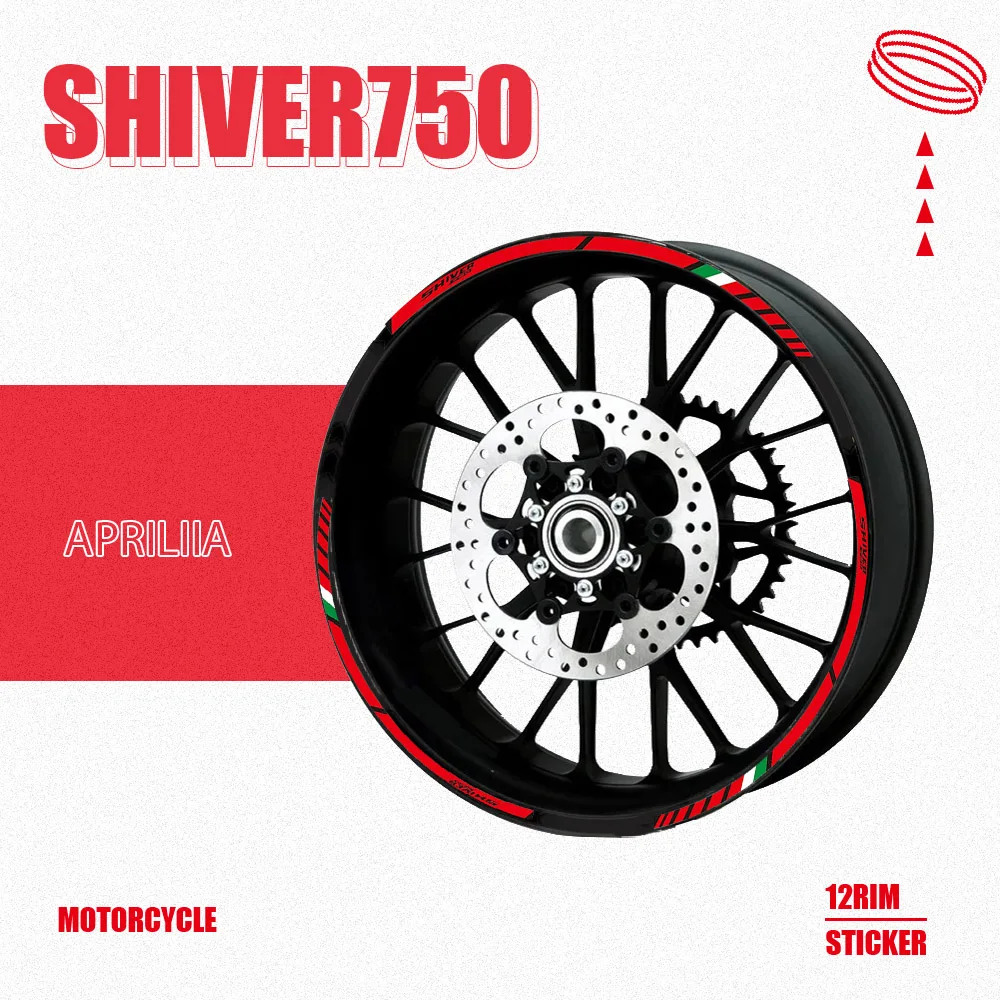 

12pcs For Aprilia SHIVER 750 SHIVER750 Motorcycle Reflective tire decals Wheels Moto Stickers decoration protection rim sticker