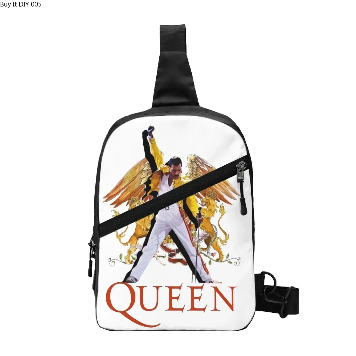 

British Singer Songwriter Freddie Mercury Queen Sling Chest Crossbody Bag Men Casual Shoulder Backpack for Camping Biking