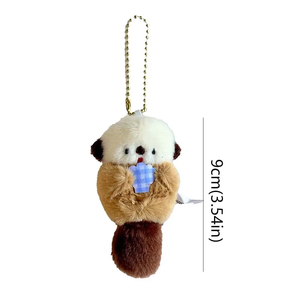 Creative Doll Otter Hold Shell Key Chain Korean Style Trinket Backpack Charms Cartoon Plush Anime Key Ring Gift