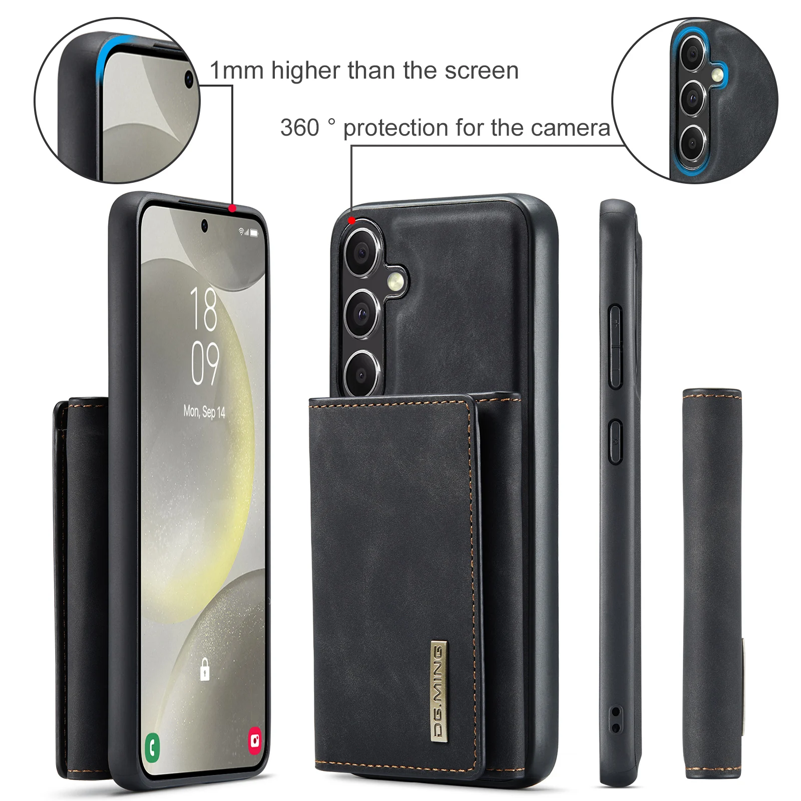 Premium Detachable Leather Magnetic Wallet Case by DG.MING