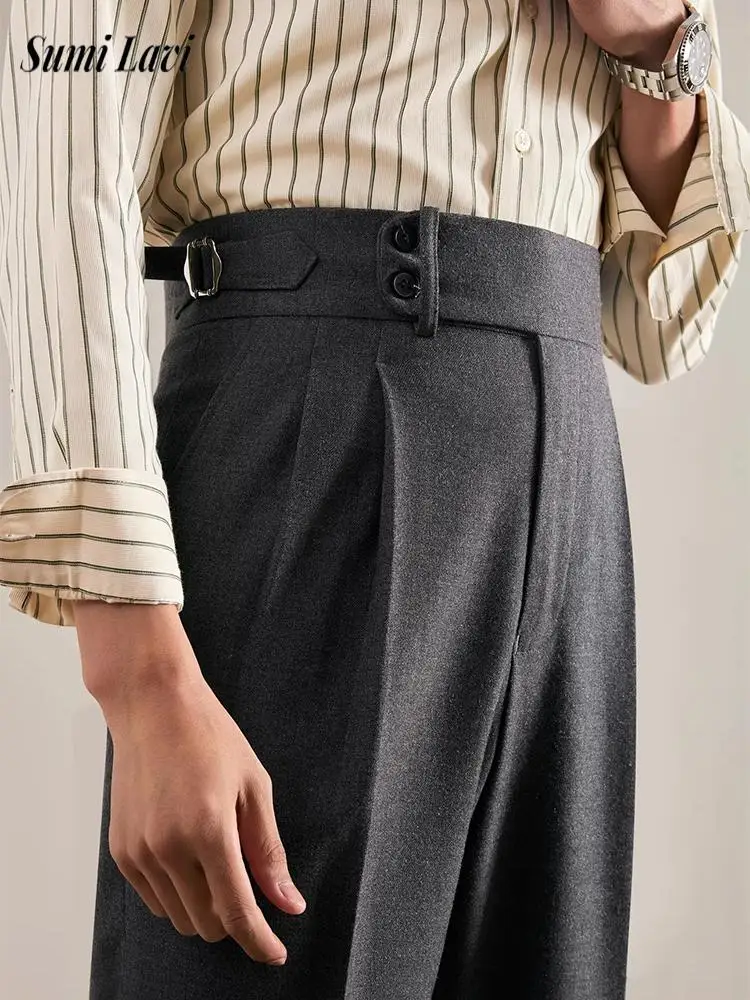 Trendy High Waist Belt Design Suit Trousers For Mens Spring Fall Casual ...
