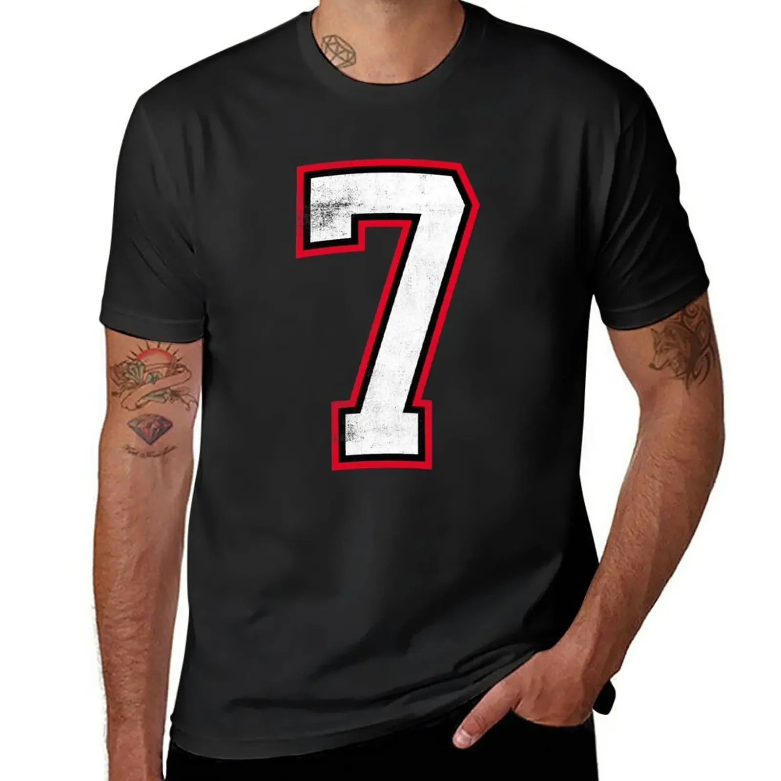 

Number Seven 7 T-Shirt hippie clothes summer tops mens plain t shirts
