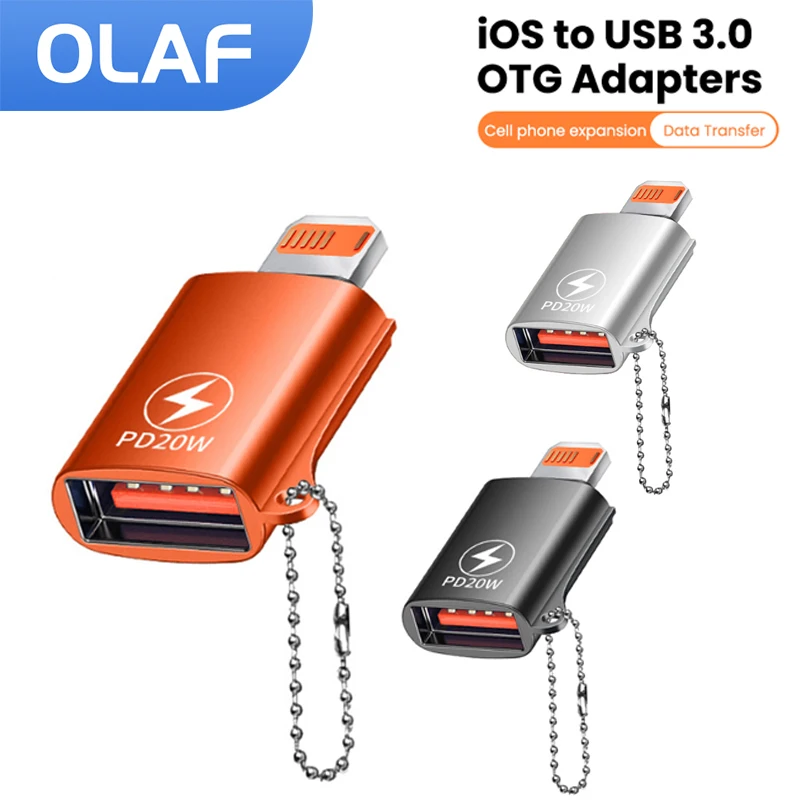 USB 3.0 라이트닝 어댑터 OTG 아이폰 아이패드 태블릿 U 디스크 라이트닝(남성) to USB(여성) 컨버터 PD 20W ..