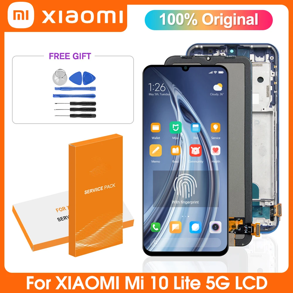 

6.57" Original Xiaomi Mi 10 Lite 5G M2002J9G M2002J9S LCD Display Replacement, For Mi10lite LCD Touch Screen Digitizer Assembly