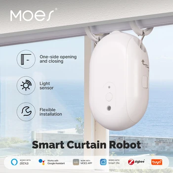 MOES Tuya ZigBee Smart Tenda Elettrica Robot Temporizzazione Apri Automatico Più Vicino Sensore di Luce App Supporto di Controllo Remoto Alexa GoogleHome