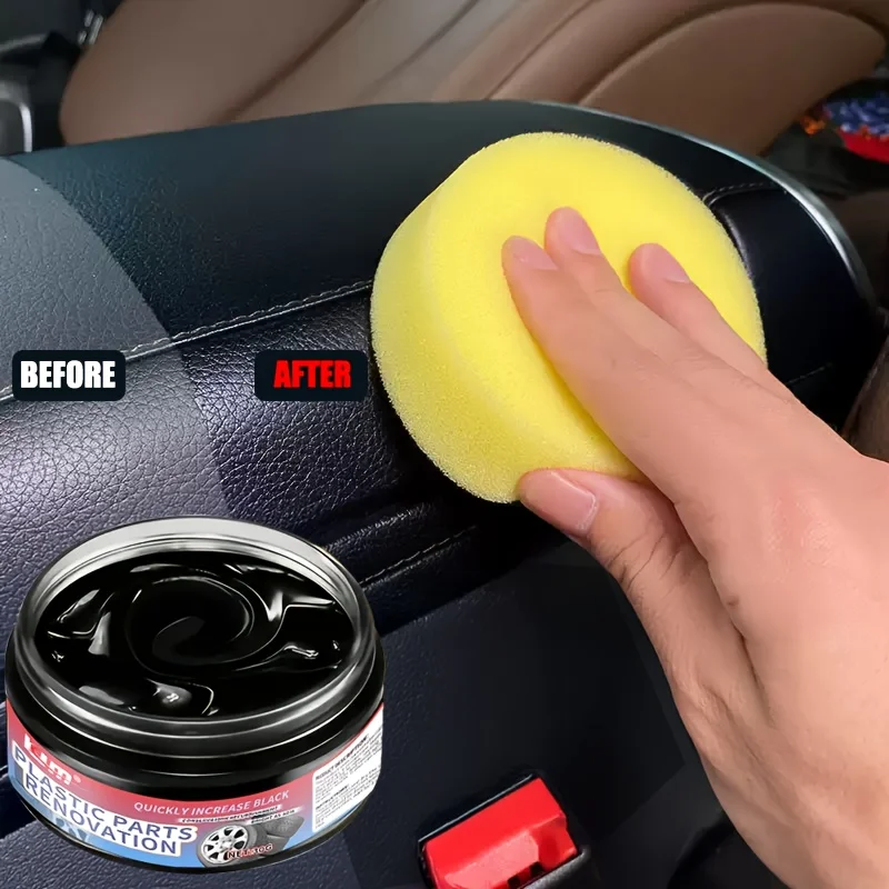 Car Plastic Restorer Plastic Restorer Leather Plastic Repair Wax Plastic Renovate Wax-Blackening & Brightening Agent for Car Interiors & Exteriors Tire Repair Maintenance Cream Rubber