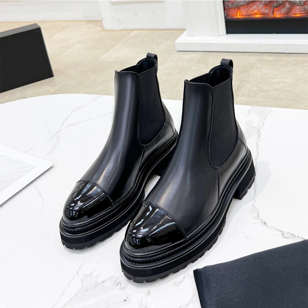 

2023 Latest Women's Chelsea Boots Genuine Leather Autumn Winter Fashion Women's Ankle Boots Designer Shoes Martin Boots Ladies