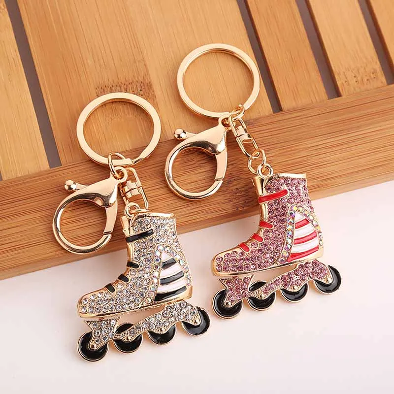 European and American rhinestone keychain roller skates creative