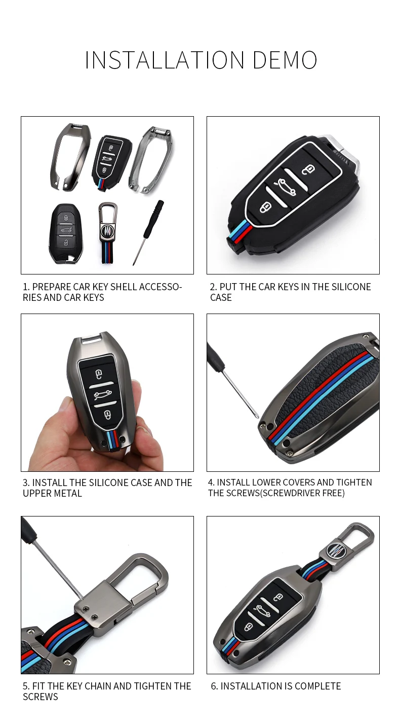 New Car Flip Key Case Cover Shell per Peugeot 208 3008 308 508 408 2008 307 4008 per Citroen C4 C3 C6 CACTUS C8 Keyless -