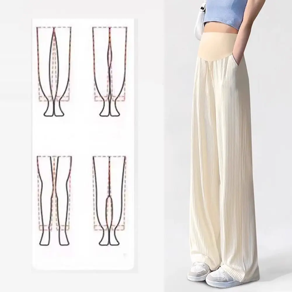 Loose Straight Leg Pants Ice Silk High Waist Casual Pants Pregnant Workout Trousers Dropping Feeling Wide Leg Pants Woman Female