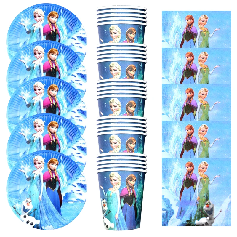 60 pz/lotto Disney Frozen Elsa Anna piatti a tema bicchieri piatti