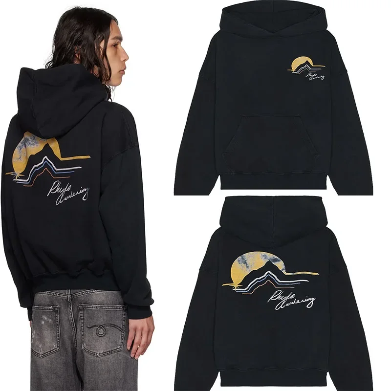 

Rhude Hoodie Vintage Wash Classic Sunrise Print High Street 1:1 High Quality Oversized Couple Hoodie