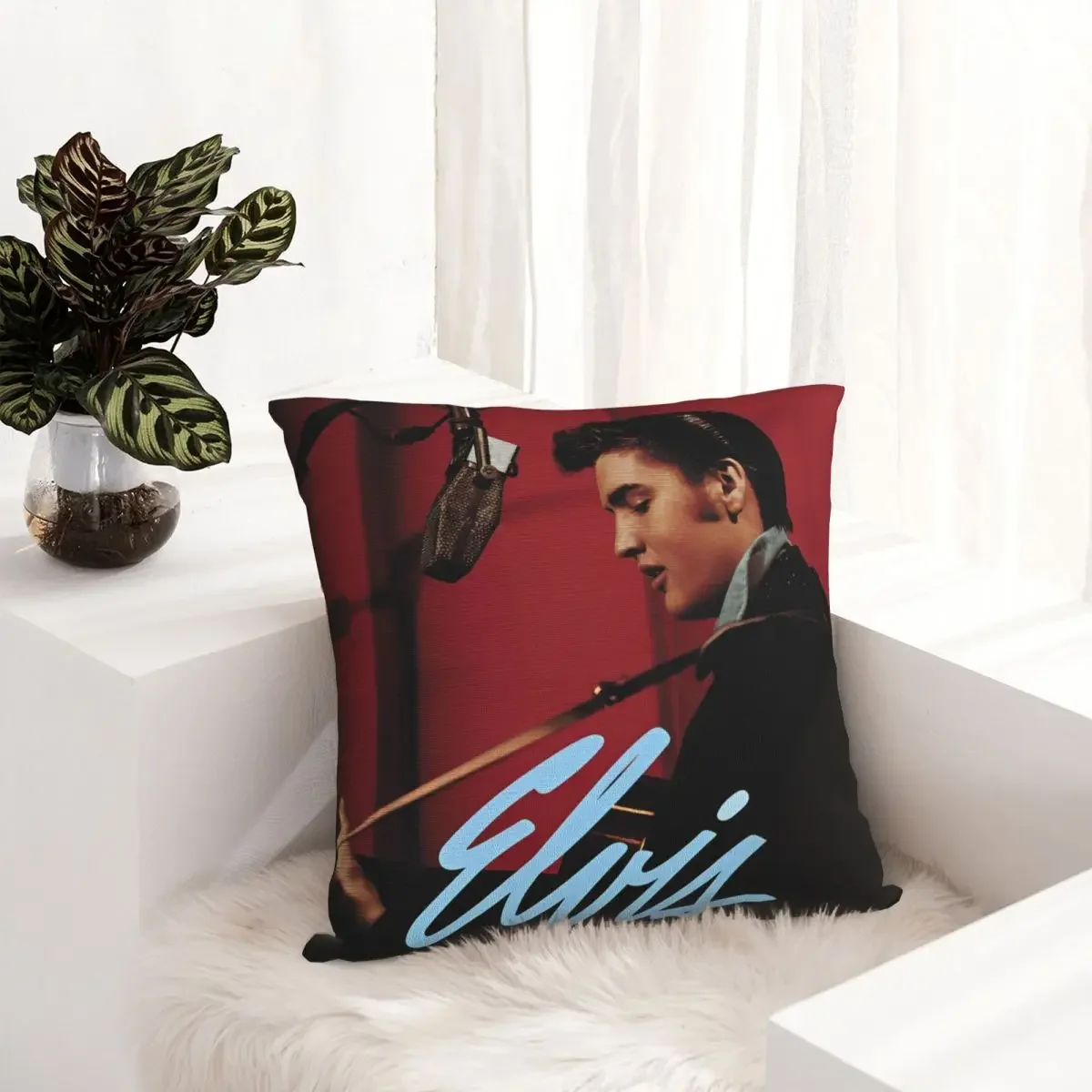 E-Elvis Presley Pillowcase Double-sided Printing Polyester Cushion Cover Decor Pillow Case Cover Home Zipper 18''