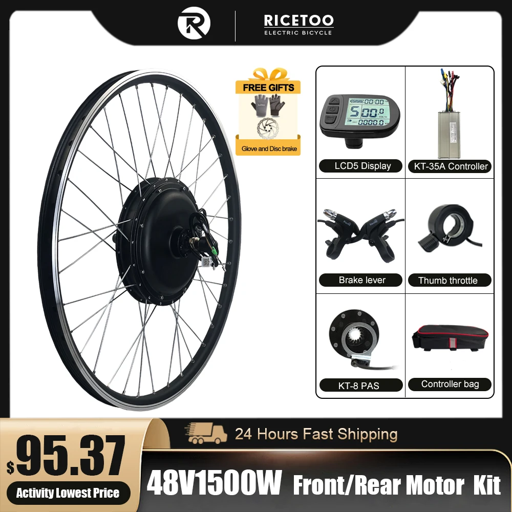 

Electric Bicycle Conversion Kit 48V1500W Wheel Hub Motor 20"24"26"27"27.5"28"29 "700C Front Fork 100mm Dropout 135-142mm