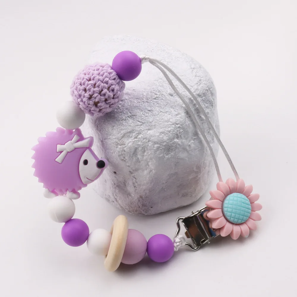 Pacifier Chain Pacifier Clip Pacifier Accessories Baby Pacifier Clip Chain Food Grade Hedgehog Silicone Beads Infant Pacifier Holder Nipple Chain Gift