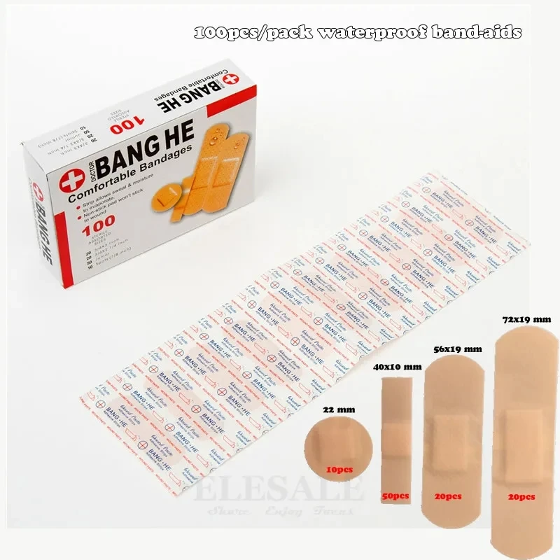 100pcs/pack vodotěsný band-aids bandáže multi rozměr domácí cestovní bezodkladnost soupravy první podpora medicinální anti-bacteria pohmožděnina sádra