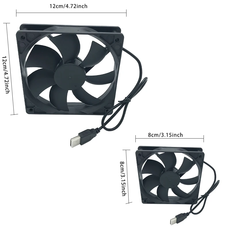 12V USB Powered Computer PC Case Fan 12/8cm Silent Chassis Cooler for Receiver DVR Xbox TV Box Router
