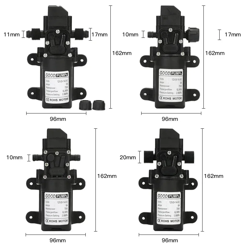 Water Pump 1pcs Automatic Flow Switch 6L/Min DC12V 70W 130PSI AUTO Diaphragm Self Priming Pumps