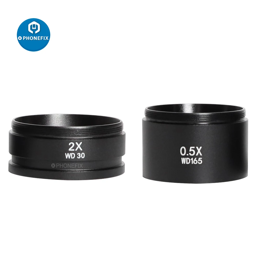 WD165 0.5X 0.7X 1.0X 2.0X Auxiliary Objective Lens Original Microscope Barlow Lens For Trinocular Stereo Zoom Microscope Camera 6