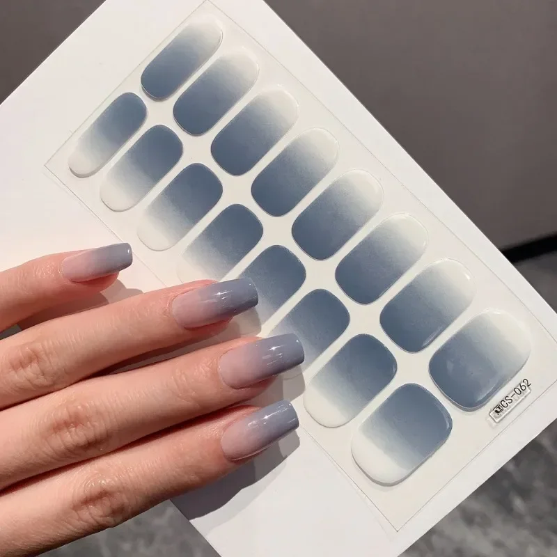 Semi-cured Gel Nail Stickers Solid Color Nail Semi-baked Tips Full UV Nail Need Decals Paste Lamp N0R7 Manicure Beauty Tools 5