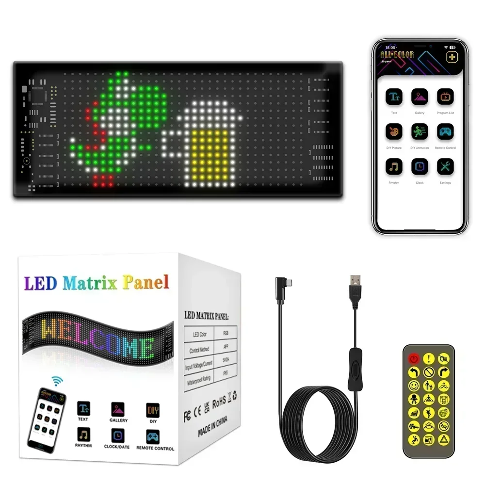 Programlanabilir led tabela LED Matrix Piksel Panel Ekran Esnek RGB Araba Kaydırma Metin Animasyon Mağazası Hatırlatma Işığı