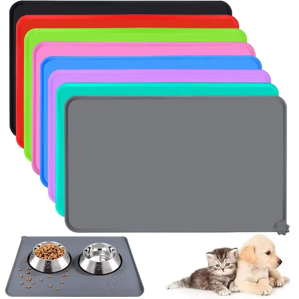 Cat Dog Food Mat Pet Feeding Bowl Floors Waterproof Non Slip Silicone Pad