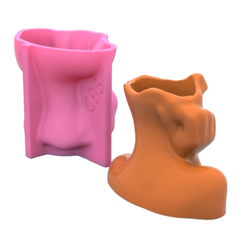 MXME Cheek Support Face Gypsum Flower Pot Silicone Mold Epoxy Resin Casting Mold Succulent Pot Cement Mold Holder Mold