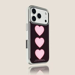Chic Sweet Love Heart Wine Red Shockproof Hard Back Case with Soft Side Bumper - iPhone 15 (01)