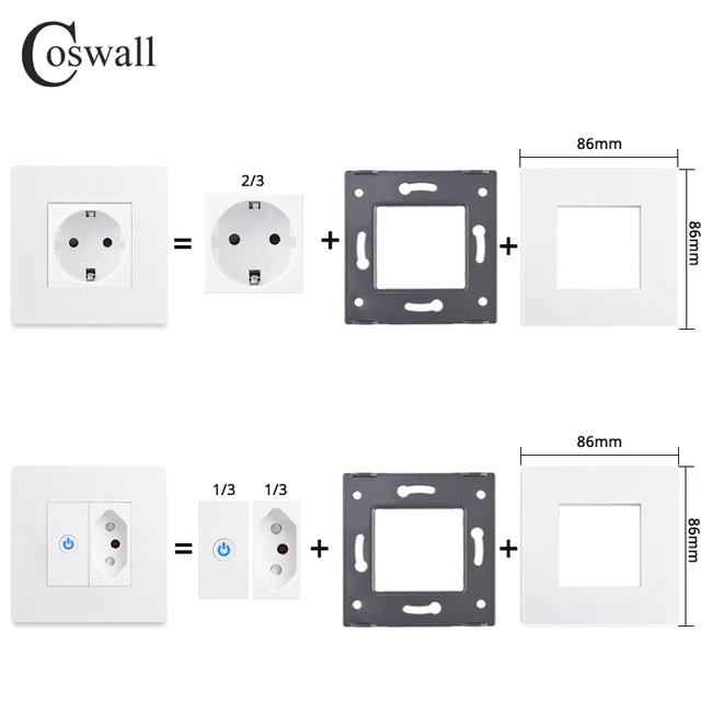 Prise murale EU brésil chili + TV Satellite CAT6 prise Internet, compatible  HDMI 2.0 et USB 3.0 connecteur de chargeur type-c Module bricolage