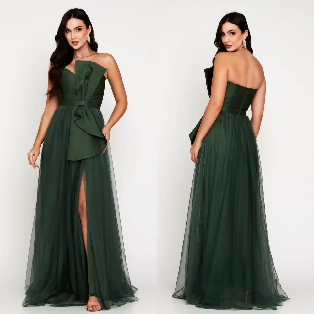 Jersey Ruched Celebrity A-line Strapless Bespoke Occasion Gown Long Dresses